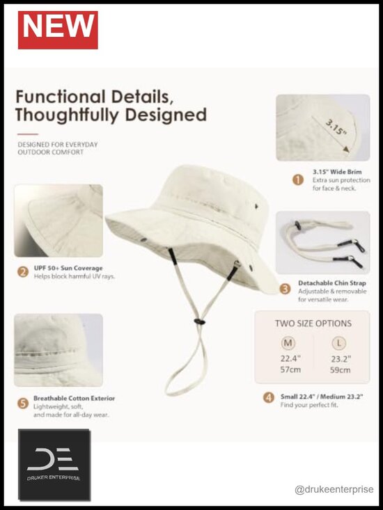 Satin Lined Sun Hat Wide Brim Washed Cotton UPF 50+ for Beach Travel Hiking main image 3